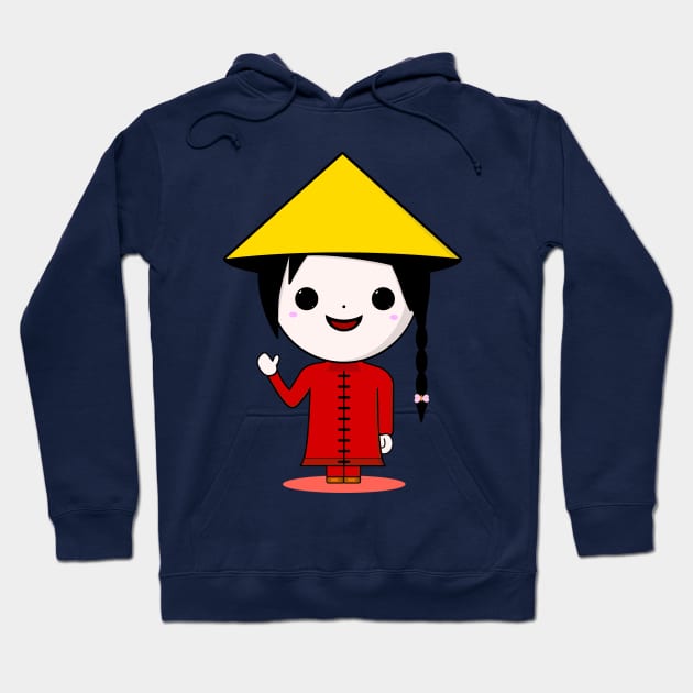 Cute Chinese Girl Kawaii style Hoodie by All About Nerds